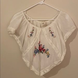 Embroidered off shoulder top